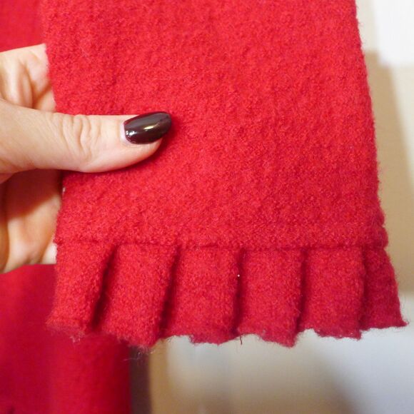 For Cynthia Boiled Wool Ruffle Embroidered Sweater Blazer - Red PM - Picture 4 of 8